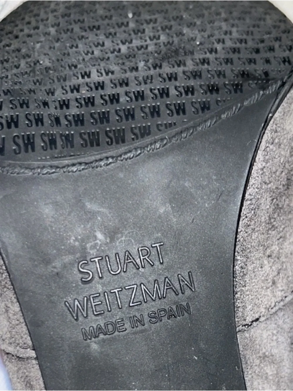 Stuart Weitzman Highland Charcoal Gray Over-the-Knee Suede Block Heeled Boots